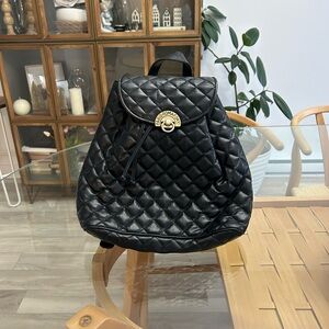 Vintage Leather Quilted Black Backpack